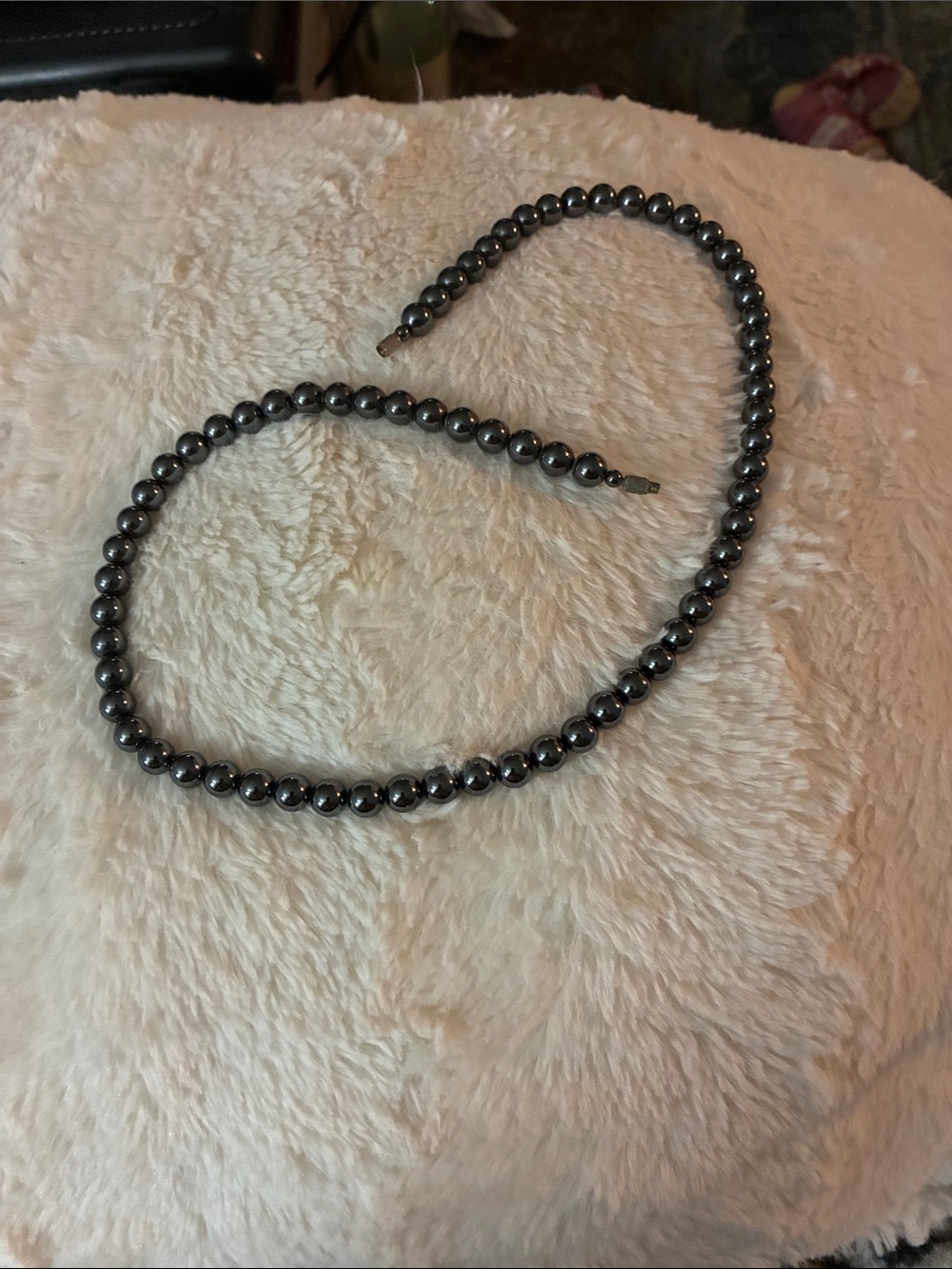 Classic Hematite Bead Necklace - Sleek Black Finish